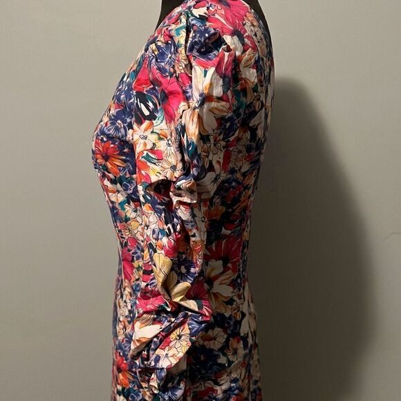 Zara Women's Multicolor Floral Bodycon Sheath Ruched Frida Mini Dress - Picture 5 of 10